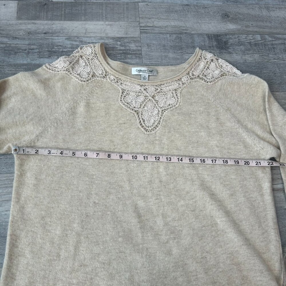 Coldwater Creek beige crochet lace Lambswool + Rabbit hair sweater size 1X S32 - Picture 5 of 8